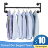 Industrial Pipe Clothes Rack, Heavy Duty Wall Mounted Black Iron Garment Rack