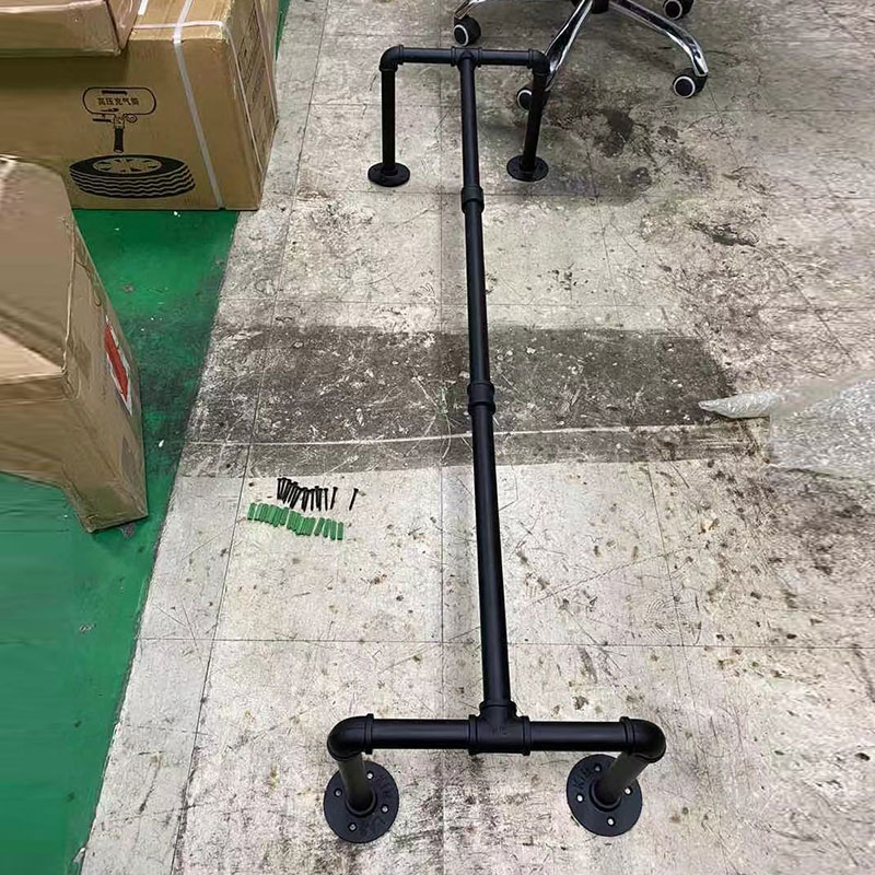 Industrial Pipe Clothes Rack, Heavy Duty Wall Mounted Black Iron Garment Rack