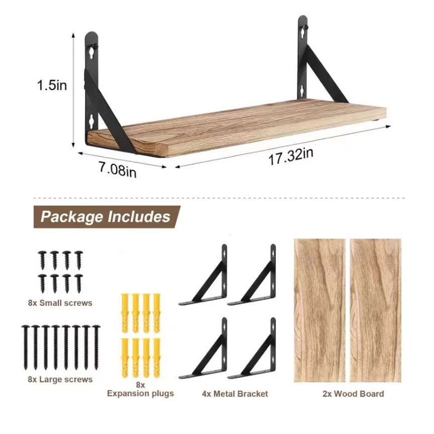 2 Pack Wooden Wall Shelves